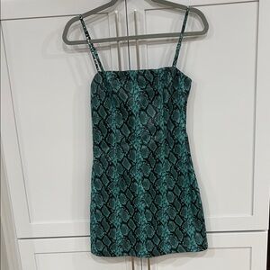 Tiger Mist Teal Snake Print Mini Dress